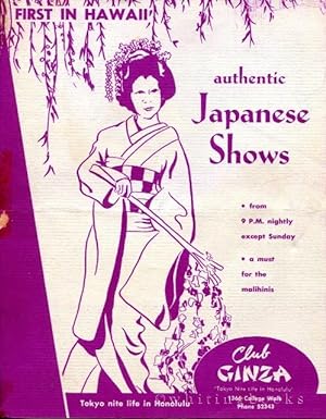 Club Ginza Brochure Circa 1957: Authentic Japanese Shows, Tokyo Nite Life in Honolulu