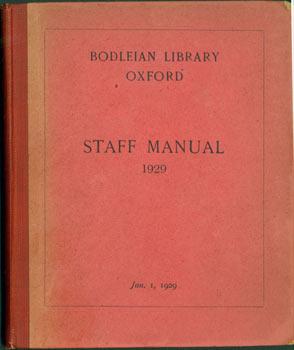 Bodleian Library Oxford. Staff Manual, 1929.