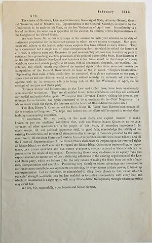 FEBRUARY 1845. SIR, THE CHOICE OF GOVERNOR, LIEUTENANT - GOVERNOR, SECRETARY OF STATE, ATTORNEY G...