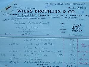 Duke of Norfolk Estates, Sheffield. Invoice from Wilks Brothers & Co, Ironmongers, 1923.