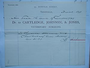 Duke of Norfolk Estates, Sheffield. Invoice from Cartledge, Johnson & Jones, Veterinary Surgeons,...