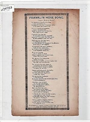 Song sheet: FRANKLIN HOSE SONG. Tune--"Rocks of Sicily."