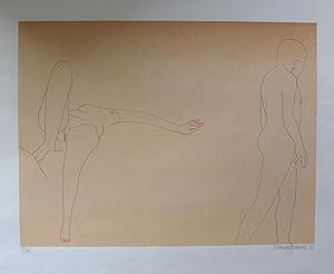 A Woman and a Man screen print by Derrick Greaves
