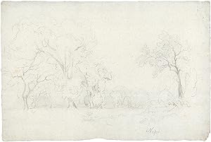 Nepi bei Civita Castellana, Landschaft mit Bäumen, um 1840.
