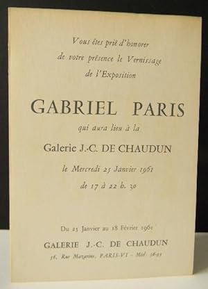 GABRIEL PARIS 1959-61. Carton dinvitation au vernissage de lexposition Gabriel Paris à la Galer...