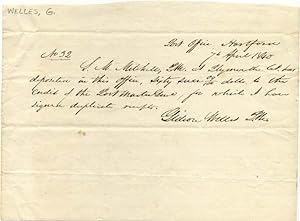 Gideon Welles Autograph Document Signed as Post Master of Hartford, Connecticut