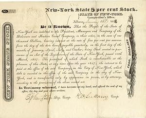 New York State Bond Signed by Comptroller William Learned Marcy