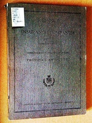 Report on Insurance Companies 1921 (business 0f 1920)