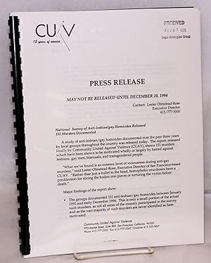 CUAV Press Release: may not be released until December 20, 1994
