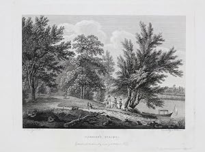 Original Antique Engraving Illustrating a View of 'Cliefden's Spring' By Paul Sandby. Titled and ...