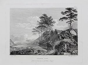 Original Antique Engraving Illustrating a View of 'Coniston Lake' (2nd plate) By Paul Sandby. Tit...