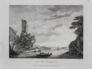 Original Antique Engraving Illustrating a View of 'Carrick Ferry Near Wexford, Ireland' By Paul S...