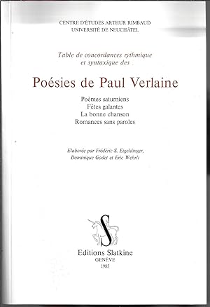 Poésies de Paul Verlaine, (table de concordances rythmique et syntaxique.)