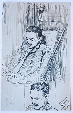 [Modern drawing and etchings] Portrait of a man with a moustache (a sketch and three impressions)...