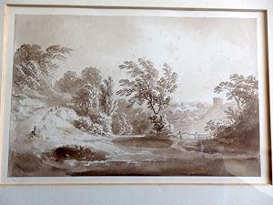 Views Near Scarborough: From Ayton & Scalby. Pair of Sepia Watercolours with pencil.