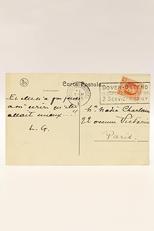Carte postale autographe signée de Lucien Guitry à Nadia Koudrine (dit Charlane)
