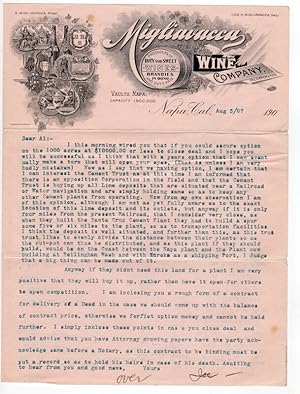 Series of five typed letters on Migliavacca Wine Co. stationery, all addressed to Mr. Al Duprey i...