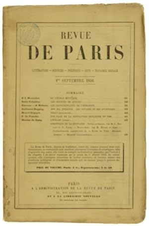 REVUE DE PARIS. 5e Année - 1er Septembre 1856 (EDITION ORIGINALE):