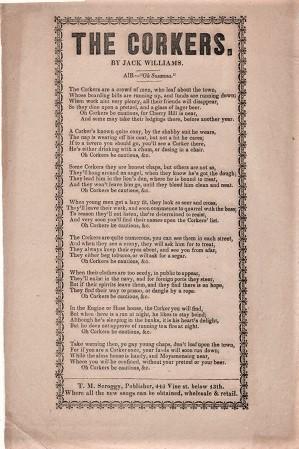 Song sheet: THE CORKERS. By Jack Williams. Air--"Oh Susanna."