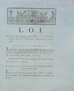 Loi relative aux clauses impératives ou prohibitives insérées dans les testamens, Donations & aut...