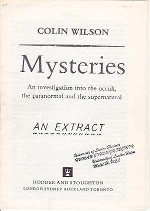 Mysteries: An Investigation into the Occult, the Paranormal and the Supernatural: An Extract