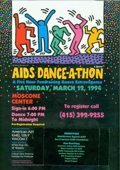 AIDS Dance-A-Thon. Saturday, March 12, 1994. Moscone Center. Benefitting Mobilization Against AID...
