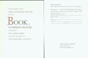 Publication Of the Folio Standard Edition of the Book Of Common Prayer Offered by the Arion Press...