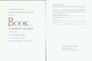 Publication Of the Folio Standard Edition of the Book Of Common Prayer Offered by the Arion Press...