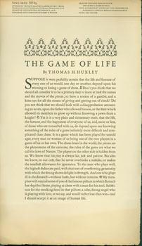 The Game Of Life by Thomas H. Huxley. Specimen No. 85, Laboratory Press. Students' Project (Carne...
