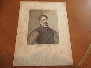 Sr. Antonio More (Original Antique Engraving, From Anecdotes Of Painting In England; With Some Ac...