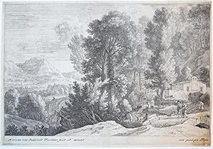 Antique print, etching | Landscape with laundresses, published ca. 1640, p. 1.