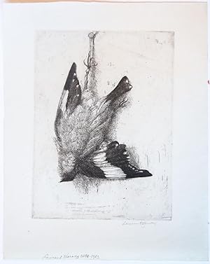 [Modern print, etching] Dead bird hanging (dode vogel), published before 1913.