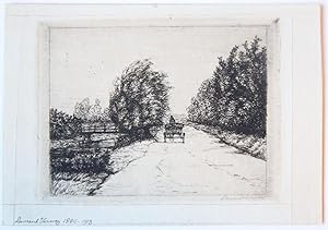 [Modern print, etching] View on path among trees with cart (pad met bomen en een kar), published ...