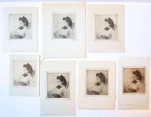 [Modern prints, etching, drypoint and aquatint] Portrait of a young woman reading (7 impressions)...