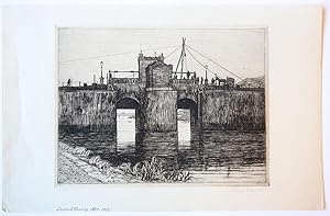 [Modern print, etching] Bridge with sluice (brug met sluis), published 1912.