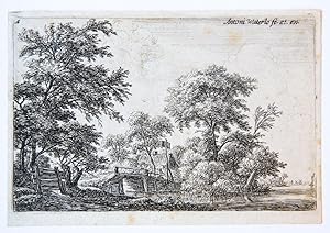 Antique print, etching | A Fence near a Bridge, published ca. 1680, 1 p.