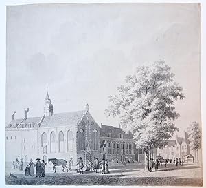 [Antique drawing] The Orphanage in Haarlem (Weeshuis Haarlem). ca. 1768.