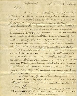 Letter regarding the Highland Bank of Newburgh, NY