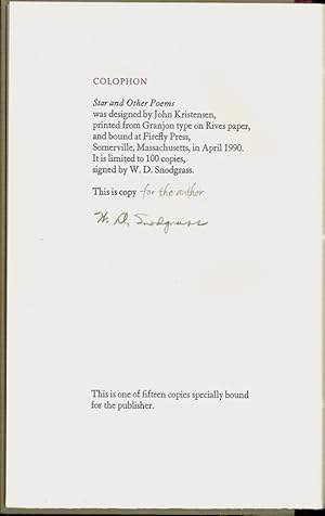 STAR AND OTHER POEMS