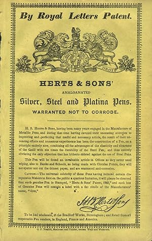 Herts & Sons' Amalgamated Silver, Steel and Platina Pens. Handbill