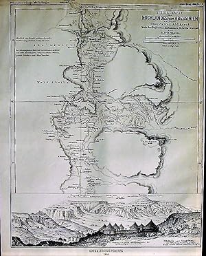 1868 Special Map of the Highlands of Abyssinia between Tekonda and Addigerat. After English Photo...