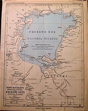 1875 Map of Henry M. Stanley's Exploration & Survey of the Ukerewe Lake (LakeVictoria) 1875. By A...