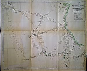 1875 Original Map of G. Rohlf's Guided Expedition in the Libyan Desert 1873-1874. According to As...