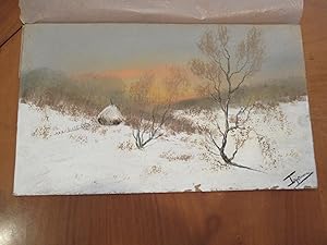 Hut In Snowy Countryside: Original Pastel Painting
