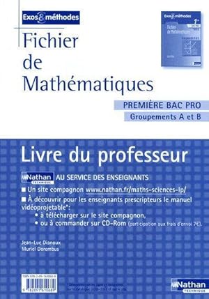 mathématiques ; 1ère bac pro ; groupements A et B ; livre du professeur (édition 2010)