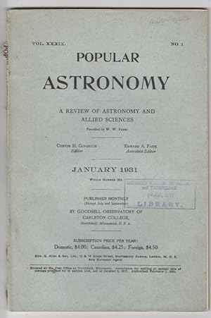 Popular Astronomy. Vol. XXX1X