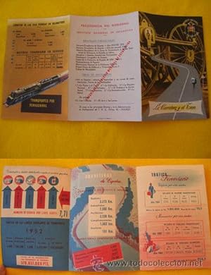 Folleto Publicidad - Advertising Brochure: LA CARRETERA Y EL TREN. ESPAÑA 1952