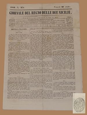Giornale del Regno delle Due Sicilie 28 Ott 1842 Caramanico Tocco Napoli