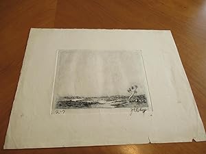 Engraving Of A Desert Landscape By Jack Okey