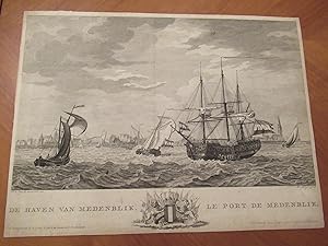 De Haven Van Medenblik = Le Port De Medenblik [Original Antique Engraving]